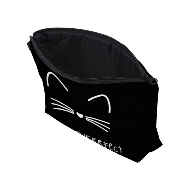 Chic Black Cat Pouch - Fabric Makeup & Pen Case for Cat Lovers-Makeup and Pencil Case-(22x18x13.5cm)-4-Colydia