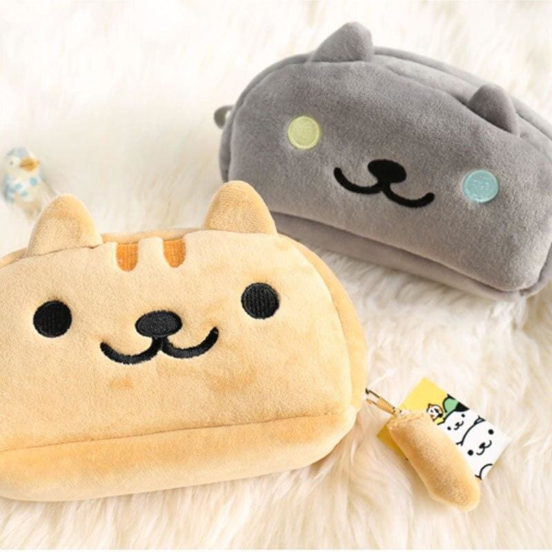 Adorable Eco-Friendly Plush Cat Pencil Case with Zipper, 19x11x8cm-Pencil Case-3-Colydia