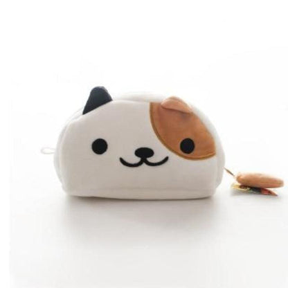 Adorable Eco-Friendly Plush Cat Pencil Case with Zipper, 19x11x8cm-Pencil Case-White / Brown-11-Colydia