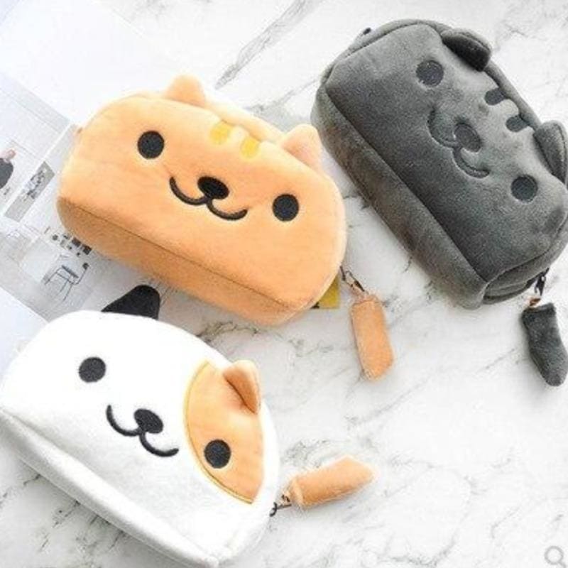 Adorable Eco-Friendly Plush Cat Pencil Case with Zipper, 19x11x8cm-Pencil Case-6-Colydia