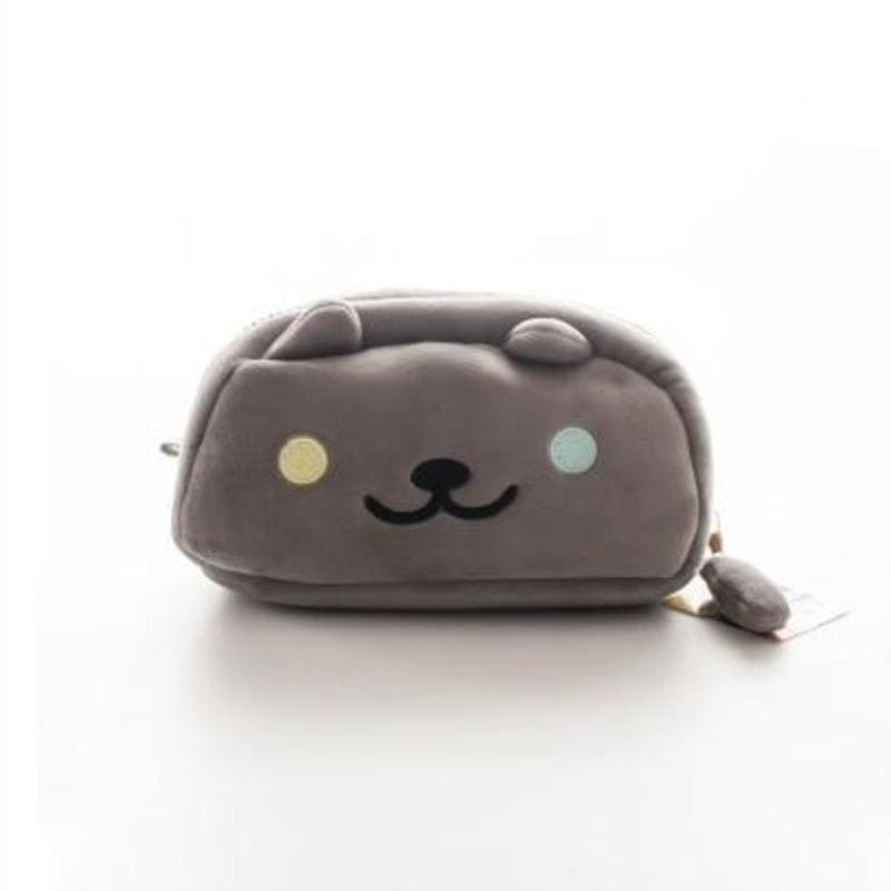 Adorable Eco-Friendly Plush Cat Pencil Case with Zipper, 19x11x8cm-Pencil Case-Light Gray-7-Colydia