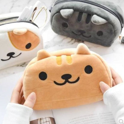 Adorable Eco-Friendly Plush Cat Pencil Case with Zipper, 19x11x8cm-Pencil Case-1-Colydia