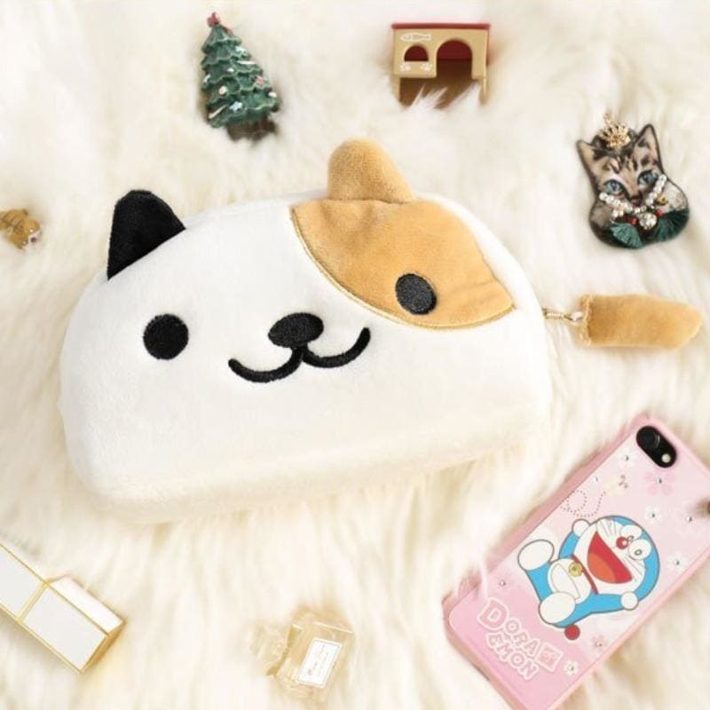 Adorable Eco-Friendly Plush Cat Pencil Case with Zipper, 19x11x8cm-Pencil Case-4-Colydia