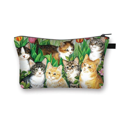 Durable Cat Pattern Cosmetic Bag with Zipper for Makeup Storage-Cosmetic Bag-Nature Cats-2-Colydia