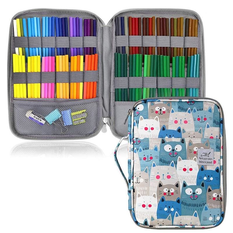 Cute Cat Patterned Pencil Case - Holds 96 Pens, Perfect for Artists-Pencil Case-3-Colydia