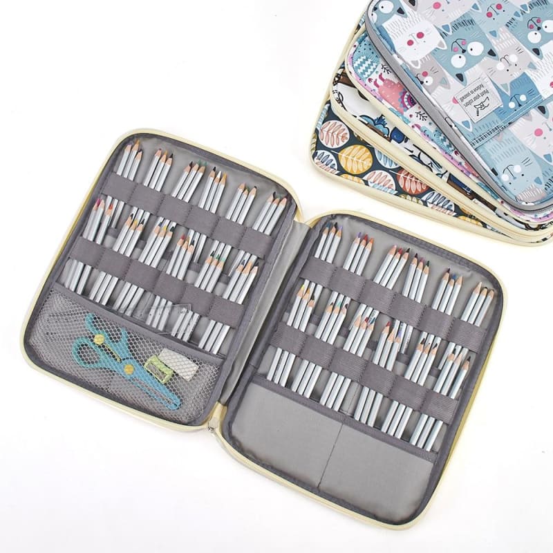 Cute Cat Patterned Pencil Case - Holds 96 Pens, Perfect for Artists-Pencil Case-4-Colydia