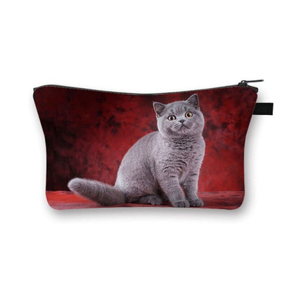 Charming 3D Cat Makeup Pouch – Perfect for Beauty & Essentials!-Makeup Pouch-Russian Blue Cat (red)-6-Colydia