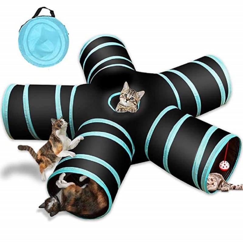 Interactive Cat Tunnel 5-Way with Play Ball and Central Opening-Interactive Cat Tunnel-1-Colydia