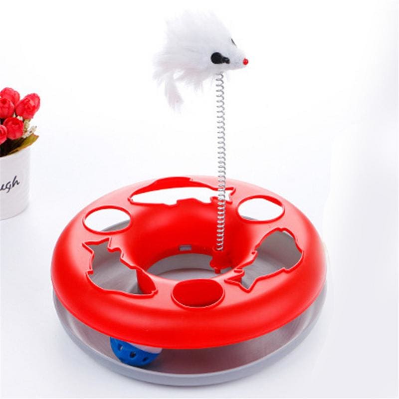 Interactive Cat Tunnel Toy with Sound Ball and Mouse Hideout-Interactive Cat Toy-Red-15-Colydia