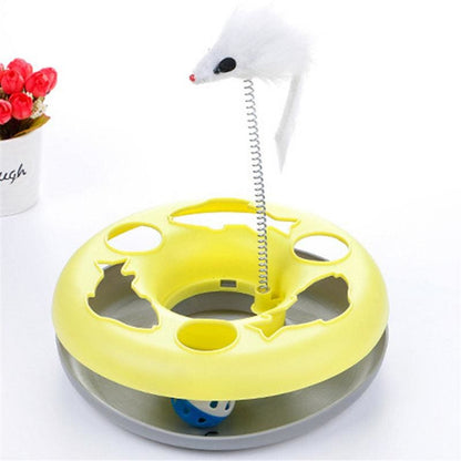 Interactive Cat Tunnel Toy with Sound Ball and Mouse Hideout-Interactive Cat Toy-Yellow-14-Colydia