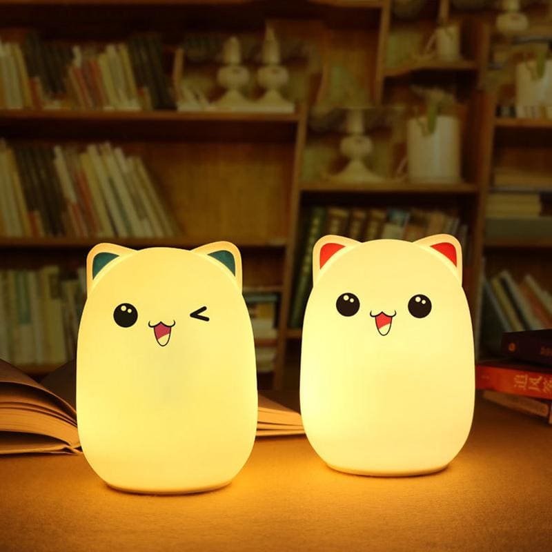 Eco-Friendly Silicone Cat Night Light for Kids, 16 Colors, Remote-Cat Night Light-3-Colydia