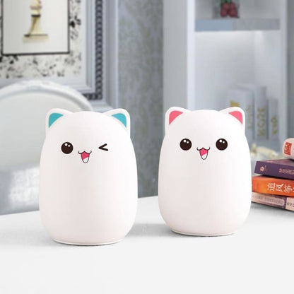 Eco-Friendly Silicone Cat Night Light for Kids, 16 Colors, Remote-Cat Night Light-4-Colydia