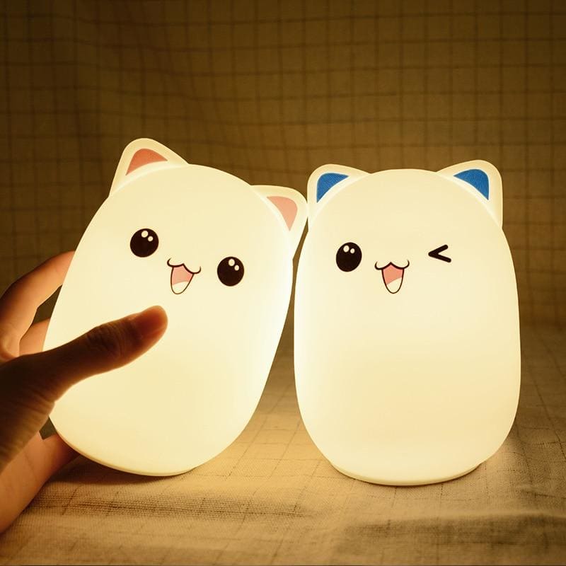 Eco-Friendly Silicone Cat Night Light for Kids, 16 Colors, Remote-Cat Night Light-6-Colydia