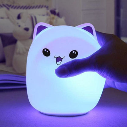 Eco-Friendly Silicone Cat Night Light for Kids, 16 Colors, Remote-Cat Night Light-5-Colydia