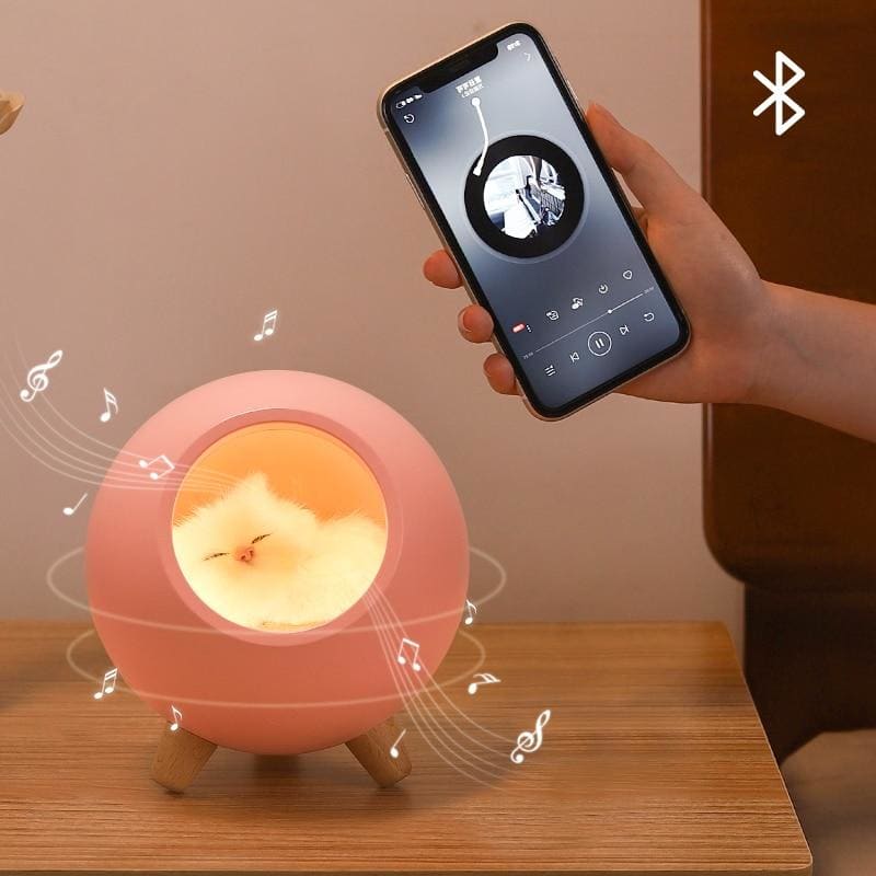 Cute Cat Night Light with Bluetooth Speaker and USB Charge-Cat Night Light with Bluetooth Speaker-1-Colydia