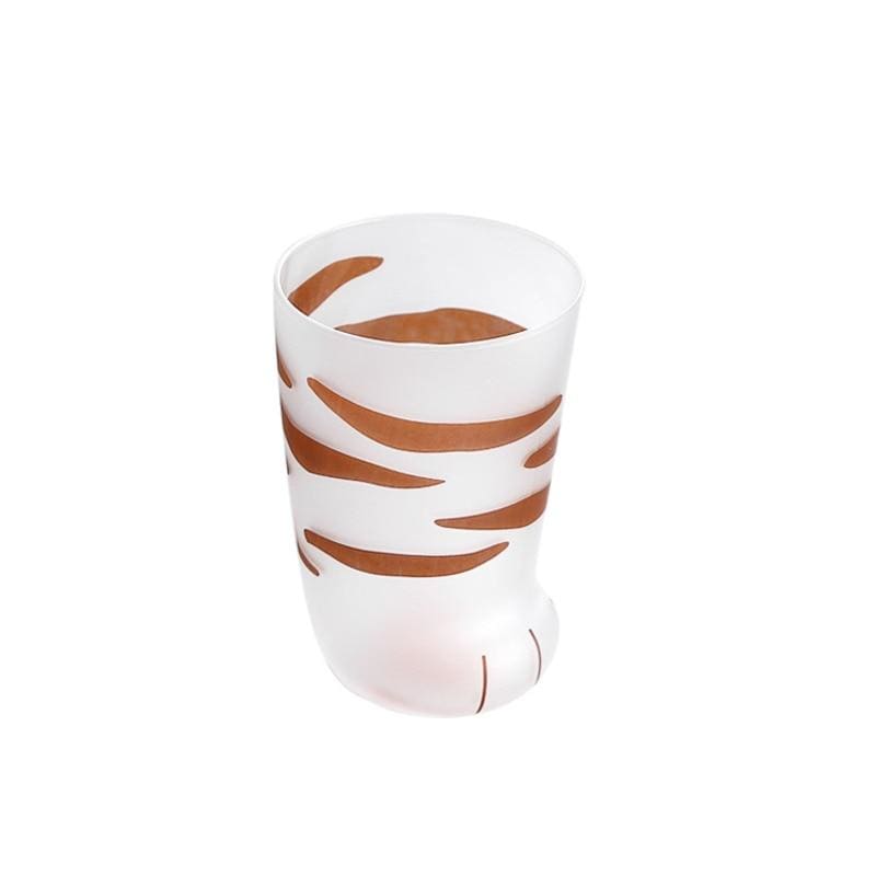 Frosted Cat Paw Glass Cup - 301-400ml Durable & Insulated Design-Frosted Glass Drinkware-Brown-301-400ml-5-Colydia