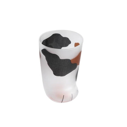 Frosted Cat Paw Glass Cup - 301-400ml Durable & Insulated Design-Frosted Glass Drinkware-Black / Brown-301-400ml-7-Colydia