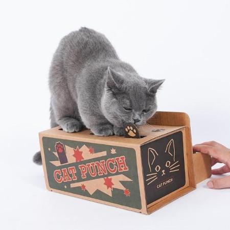 Interactive Kraft Cardboard Whack-A-Paw Cat Teasing Punch Toy-Cat Toy-1-Colydia