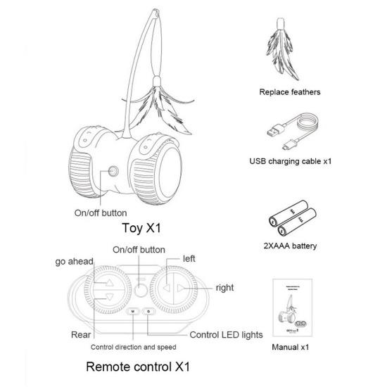 USB Rechargeable Interactive Cat Toy with Remote & LED Wheels-Interactive Cat Toy-9-Colydia